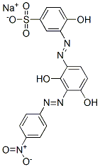 sodium 3-[[2,4-dihydroxy-3-[(4-nitrophenyl)azo]phenyl]azo]-4-hydroxybenzenesulphonate Struktur