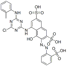 5-[[4-chloro-6-[(o-tolyl)amino]-1,3,5-triazin-2-yl]amino]-4-hydroxy-3-[(2-sulphophenyl)azo]naphthalene-2,7-disulphonic acid Struktur