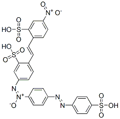 2-[2-(4-nitro-2-sulphophenyl)vinyl]-5-[[4-[(4-sulphophenyl)azo]phenyl]-O,N,N-azoxy]benzenesulphonic acid Struktur