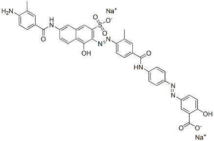 5-[[4-[[4-[[6-[(4-amino-3-methylbenzoyl)amino]-1-hydroxy-3-sulpho-2-naphthyl]azo]-3-methylbenzoyl]amino]phenyl]azo]salicylic acid, sodium salt Struktur