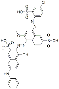 7-anilino-3-[[4-[(4-chloro-2-sulphophenyl)azo]-2-methoxy-6-sulphonaphthyl]azo]-4-hydroxynaphthalene-2-sulphonic acid Struktur