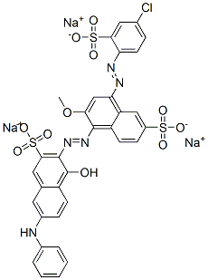 3-[[4-[(4-chloro-2-sulphophenyl)azo]-2-methoxy-6-sulpho-1-naphthyl]azo]-4-hydroxy-7-(phenylamino)naphthalene-2-sulphonic acid, sodium salt Struktur