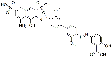 5-[[4'-[(8-amino-1-hydroxy-3,6-disulpho-2-naphthyl)azo]-3,3'-dimethoxy[1,1'-biphenyl]-4-yl]azo]salicylic acid Struktur