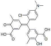 5-[(3-carboxy-5-methyl-4-oxo-2,5-cyclohexadien-1-ylidene)[2-chloro-4-(dimethylamino)phenyl]methyl]-3-methylsalicylic acid  Struktur