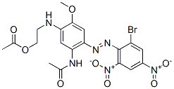 2-[[5-acetamido-4-[(2-bromo-4,6-dinitrophenyl)azo]-2-methoxyphenyl]amino]ethyl acetate Struktur