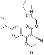 3-(acetoxy)propyl[2-[[2-cyano-3-[4-(diethylamino)phenyl]-1-oxoallyl]oxy]ethyl]dimethylammonium chloride Struktur