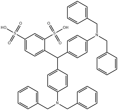 4-[bis[4-[bis(phenylmethyl)amino]phenyl]methyl]benzene-1,3-disulphonic acid Struktur