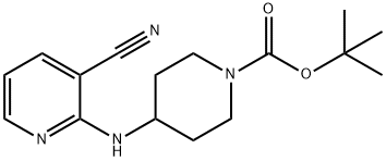 4-(3-Cyano-pyridin-2-ylaMino)-piperidine-1-carboxylic acid tert-butyl ester, 98+% C16H22N4O2, MW: 302.37 Struktur