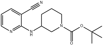 3-(3-Cyano-pyridin-2-ylaMino)-piperidine-1-carboxylic acid tert-butyl ester, 98+% C16H22N4O2, MW: 302.37 Struktur