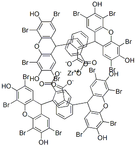 2-(2,4,5,7-tetrabromo-3,6-dihydroxyxanthen-9-yl)benzoic acid, zirconium salt Struktur