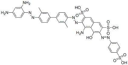 4-amino-3-[[4'-[(2,4-diaminophenyl)azo]-3,3'-dimethyl[1,1'-biphenyl]-4-yl]azo]-5-hydroxy-6-[(4-sulphophenyl)azo]naphthalene-2,7-disulphonic acid Struktur