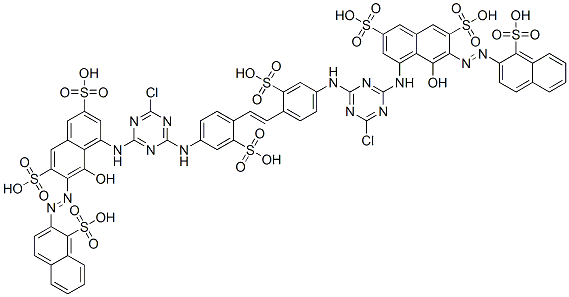 4,4'-[vinylenebis[(3-sulpho-4,1-phenylene)imino(6-chloro-1,3,5-triazine-4,2-diyl)imino]]bis[5-hydroxy-6-[(1-sulpho-2-naphthyl)azo]naphthalene-2,7-disulphonic] acid Struktur