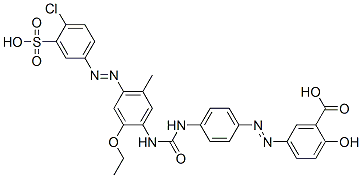 5-[[4-[[[[4-[(4-chloro-3-sulphophenyl)azo]-2-ethoxy-5-methylphenyl]amino]carbonyl]amino]phenyl]azo]salicylic acid Struktur