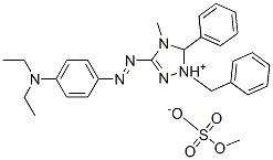 1-benzyl-3-[[4-(diethylamino)phenyl]azo]-4-methyl-5-phenyl-1H-1,2,4-triazolium methyl sulphate Struktur