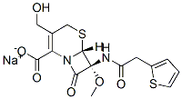 sodium (6R-cis)-3-(hydroxymethyl)-7-methoxy-8-oxo-7-(2-thienylacetamido)-5-thia-1-azabicyclo[4.2.0]oct-2-ene-2-carboxylate  Struktur