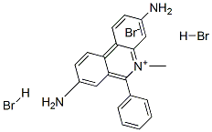 3,8-diamino-5-methyl-6-phenylphenanthridinium bromide dihydrobromide Struktur