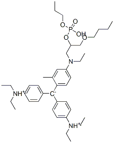 [4-[[3-butoxy-2-[(hydroxypropoxyphosphinyl)oxy]propyl]ethylamino]-o-tolyl]bis[4-(diethylammonio)phenyl]methylium Struktur