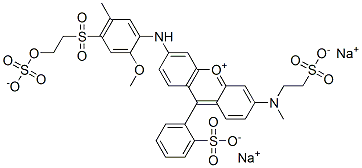 dihydrogen -3-[2-methoxy-5-methyl-4-[[2-(sulphonatooxy)ethyl]sulphonyl]anilino]-6-[methyl(2-sulphonatoethyl)amino]-9-(2-sulphonatophenyl)xanthylium , sodium salt  Struktur