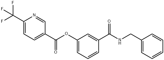 3-PYRIDINECARBOXYLIC ACID, 6-(TRIFLUOROMETHYL)-, 3-[[(PHENYLMETHYL)AMINO]CARBONYL]PHENYL ESTER Struktur