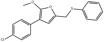 3-(4-CHLORO-PHENYL)-2-METHOXY-5-PHENYLSULFANYLMETHYL-FURAN Struktur