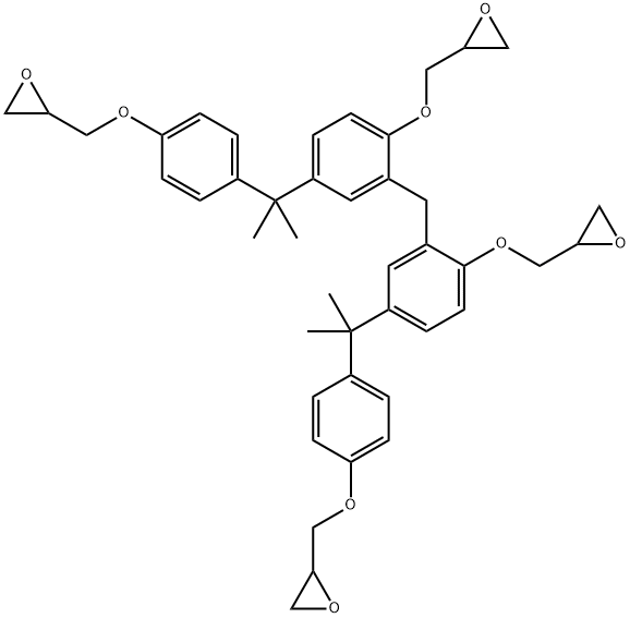 2,2'-[methylenebis[4-[1-methyl-1-[4-(oxiranylmethoxy)phenyl]ethyl]-2,1-phenylene]bis(oxymethylene)]bisoxirane Struktur