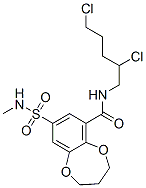 N-(2,5-dichloropentyl)-3,4-dihydro-8-(N-methylsulphamoyl)-2H-1,5-benzodioxepin-6-carboxamide Struktur