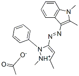 3-[(1,2-dimethyl-1H-indol-3-yl)azo]-1,5-dimethyl-2-phenyl-1H-pyrazolium acetate Struktur