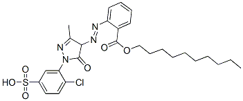 1-decyl 2-[[1-(2-chloro-5-sulphophenyl)-4,5-dihydro-3-methyl-5-oxo-1H-pyrazol-4-yl]azo]benzoate  Struktur