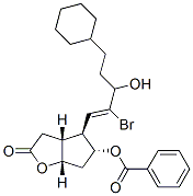 [3aR-[3aalpha,4alpha(S*),5beta,6aalpha]]-4-(2-bromo-5-cyclohexyl-3-hydroxypent-1-enyl)hexahydro-2-oxo-2H-cyclopenta[b]furan-5-yl benzoate Struktur