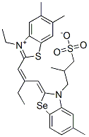 3-ethyl-5,6-dimethyl-2-[2-[[5-methyl-3-(2-methyl-3-sulphonatopropyl)-3H-benzoselenazol-2-ylidene]methyl]but-1-enyl]benzothiazolium Struktur