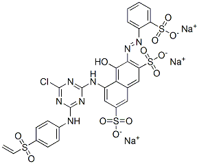 5-[[4-chloro-6-[[4-(vinylsulphonyl)phenyl]amino]-1,3,5-triazin-2-yl]amino]-4-hydroxy-3-[(2-sulphophenyl)azo]naphthalene-2,7-disulphonic acid, sodium salt Struktur