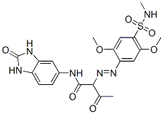 N-(2,3-dihydro-2-oxo-1H-benzimidazol-5-yl)-2-[[2,5-dimethoxy-4-[(methylamino)sulphonyl]phenyl]azo]-3-oxobutyramide Struktur