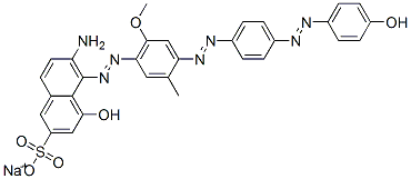 sodium 6-amino-4-hydroxy-5-[[4-[[4-[(4-hydroxyphenyl)azo]phenyl]azo]-6-methoxy-m-tolyl]azo]naphthalene-2-sulphonate Struktur