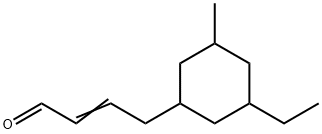 4-(3-ethyl-5-methylcyclohexyl)-2-butenal Struktur