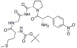 N-(tert-butoxycarbonyl)-D-methionylglycyl-4-nitro-3-phenyl-L-alanyl-L-prolinamide Struktur