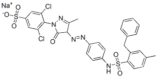 sodium 4-[4-[[4-[[benzyl(p-tolyl)sulphonyl]amino]phenyl]azo]-4,5-dihydro-3-methyl-5-oxo-1H-pyrazol-1-yl]-3,5-dichlorobenzenesulphonate Struktur