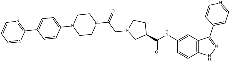 (3R)-N-[3-(4-ピリジル)-1H-インダゾール-5-イル]-1-[2-[4-[4-(2-ピリミジニル)フェニル]-1-ピペラジニル]-2-オキソエチル]ピロリジン-3α-カルボアミド