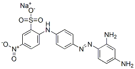 sodium 2-[4-[(2,4-diaminophenyl)azo]anilino]-5-nitrobenzenesulphonate Struktur