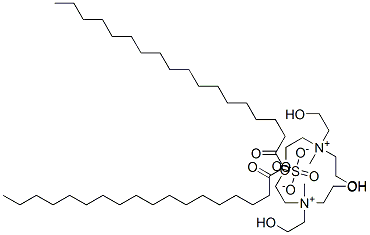 bis[[bis(2-hydroxyethyl)]methyl[2-[(1-oxooctadecyl)oxy]ethyl]ammonium] sulphate Struktur