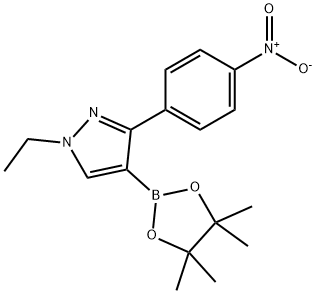 1-Ethyl-3-(4-nitrophenyl)-4-(4,4,5,5-tetramethyl-1,3,2-dioxaborolan-2-yl)-1H-pyrazole Struktur