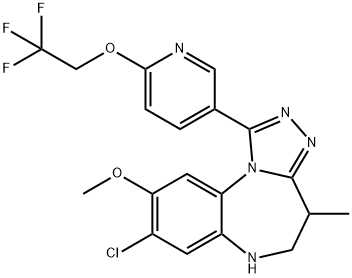 4H-[1,2,4]Triazolo[4,3-a][1,5]benzodiazepine,  8-chloro-5,6-dihydro-9-methoxy-4-methyl-1-[6-(2,2,2-trifluoroethoxy)-3-pyridinyl]- Struktur