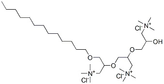 2-[2-hydroxy-3-(trimethylammonio)propoxy]-3-[1-[(tridecyloxy)methyl]-2-(trimethylammonio)ethoxy]propyltrimethylammonium trichloride Struktur