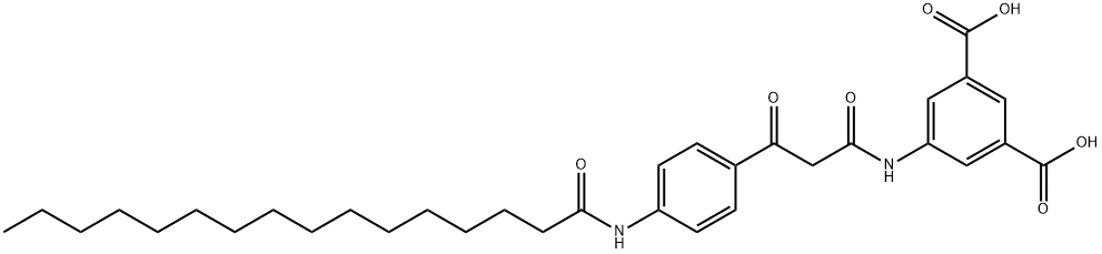 5-[[1,3-dioxo-3-[4-[(1-oxohexadecyl)amino]phenyl]propyl]amino]isophthalic acid Struktur