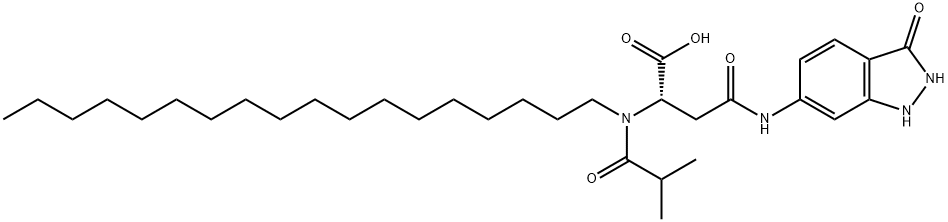 N-(2,3-dihydro-3-oxo-1H-indazol-6-yl)-N2-(2-methylpropionyl)-N2-octadecyl-DL-asparagine Struktur