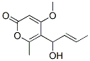 2H-Pyran-2-one, 5-(1-hydroxy-2-butenyl)-4-methoxy-6-methyl-, (E)-(+)- Struktur