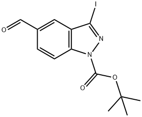 1H-Indazole-1-carboxylic acid, 5-forMyl-3-iodo-, 1,1-diMethylethyl ester Struktur