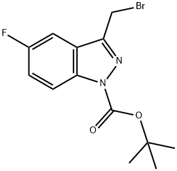 1H-Indazole-1-carboxylic acid, 3-(broMoMethyl)-5-fluoro-, 1,1-diMethylethyl ester Struktur