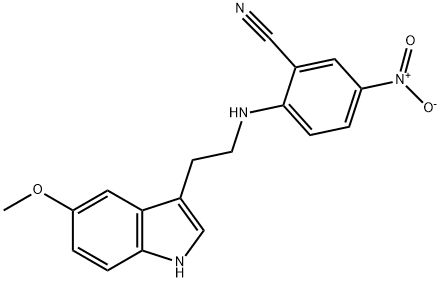 2-{[2-(5-methoxy-1H-indol-3-yl)ethyl]amino}-5-nitrobenzonitrile Struktur