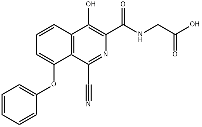 Glycine,  N-[(1-cyano-4-hydroxy-8-phenoxy-3-isoquinolinyl)carbonyl]- Struktur