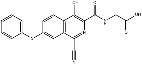 Glycine,  N-[[1-cyano-4-hydroxy-7-(phenylthio)-3-isoquinolinyl]carbonyl]- Struktur